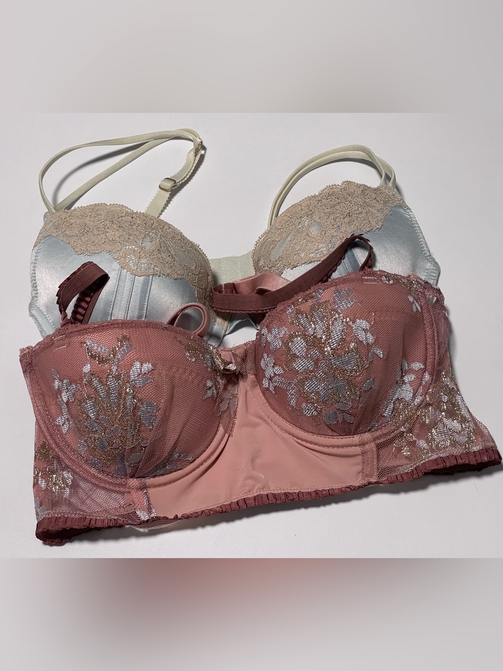 Anthropologie Bras by Eloise 34C - set of 2 -Mauve -Like New /Blue is more worn